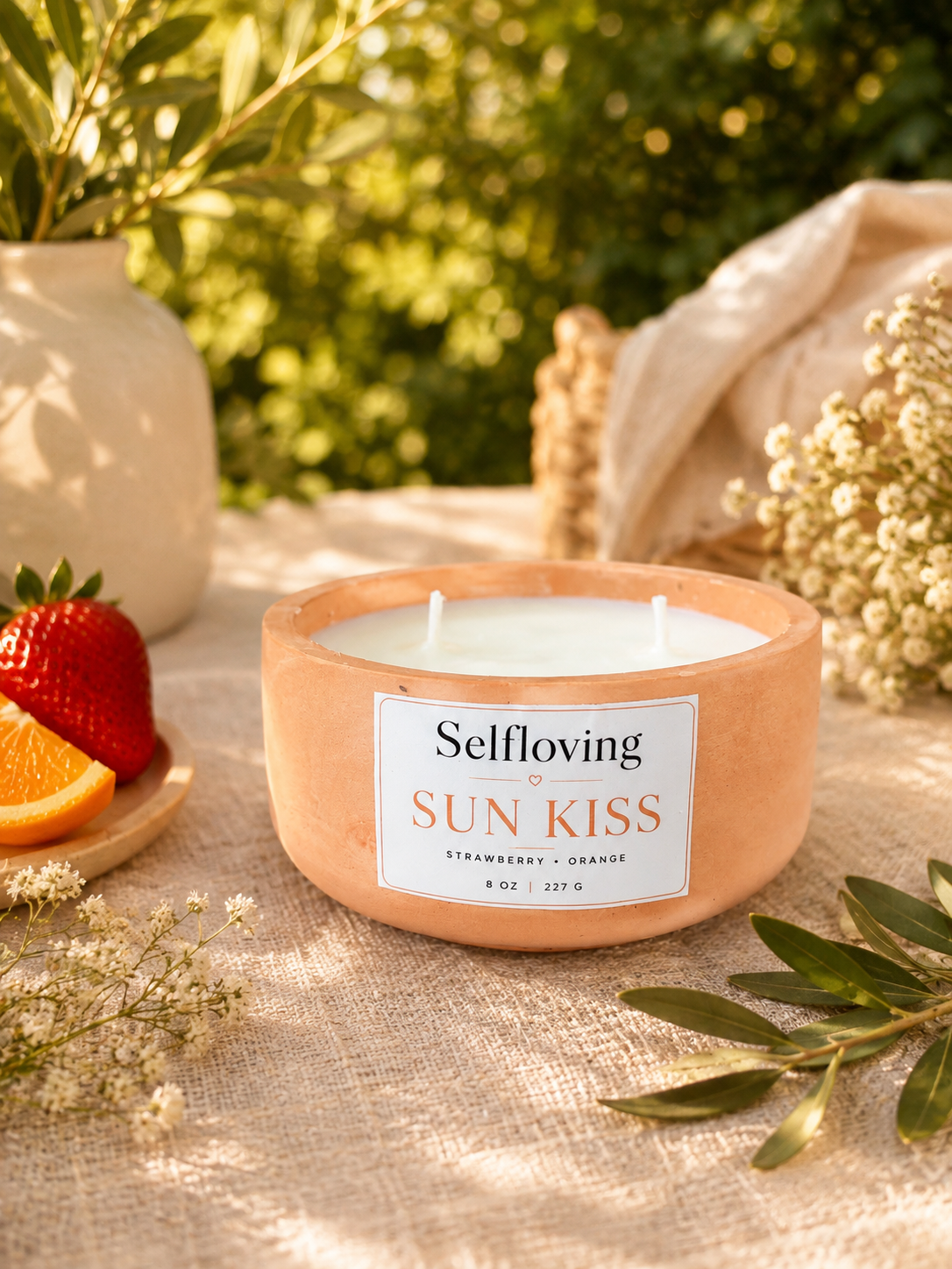 Selfloving Sun Kiss – Strawberry & Orange Scented Candle, 8 oz