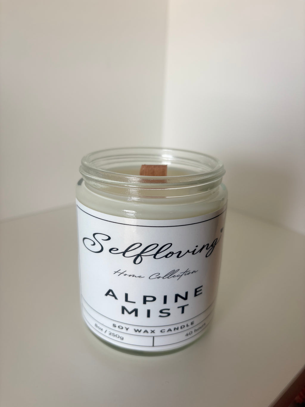 Selfloving Home Collection | Alpine Mist Soy Wax Candle | Fresh Pine & Evergreen Scent | 8 oz | 40-Hour Burn