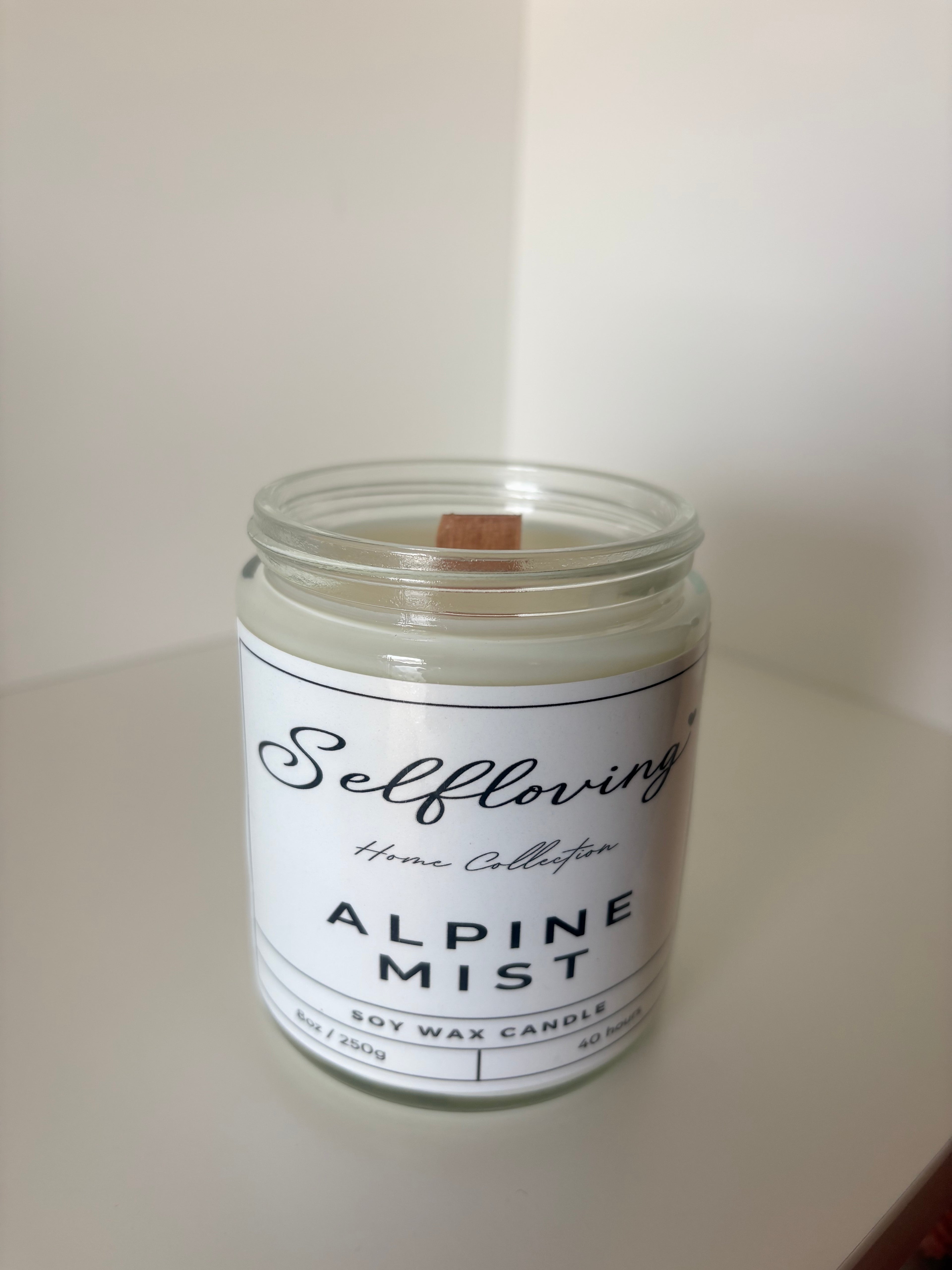 Selfloving Home Collection | Alpine Mist Soy Wax Candle | Fresh Pine & Evergreen Scent | 8 oz | 40-Hour Burn
