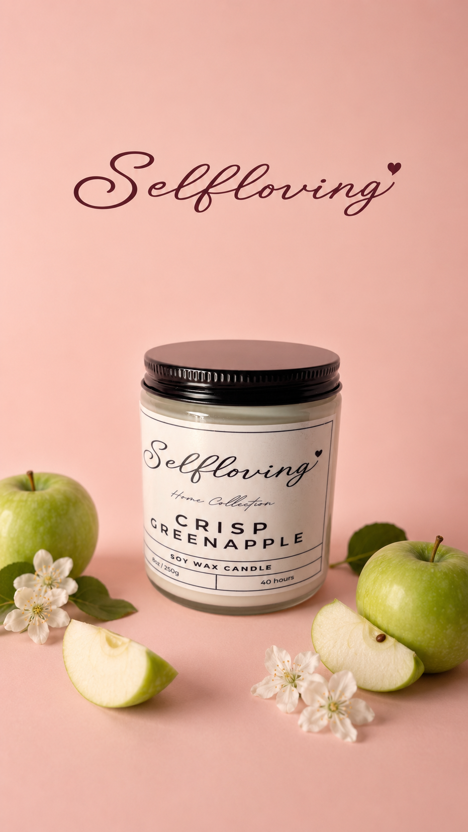 Hand-Poured Crisp Green Apple Soy Candle | Long-Lasting Home Fragrance